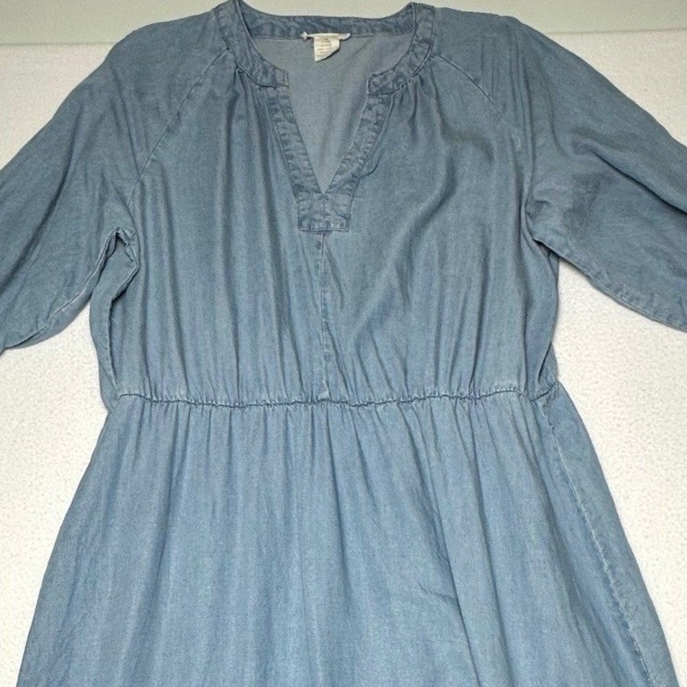 Ashly & Sage Lyocell Chambray Tiered Maxi Dress XL Blue Boho - Picture 4 of 5